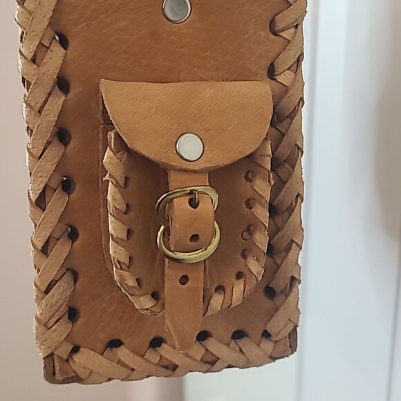 Mexican Hand Tooled Leather Bag Box  Purse Mini Messenger Bag - Picture 12 of 13